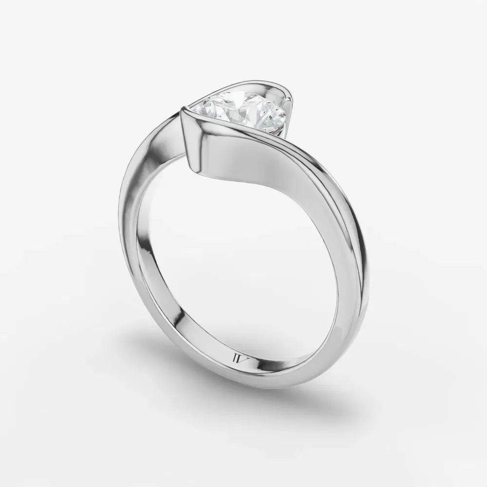 Certified 1 carat Lab Grown Diamond Round Cut Solitaire, Modern, Bezel Engagement Ring in 14K White Gold-Rylen