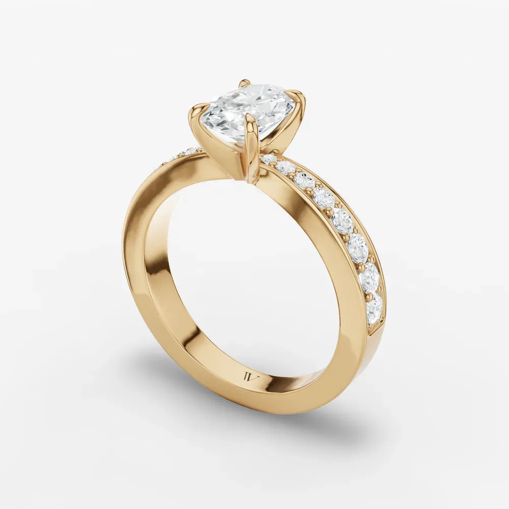 Certified 1 carat Lab Grown Diamond Oval Cut Pavé, Channel Set, Classic Engagement Ring in 14K Yellow Gold-Kaelis