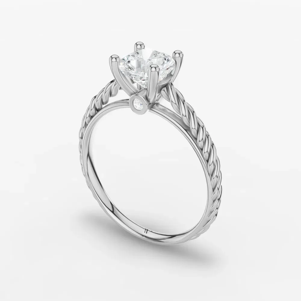 Certified 1 carat Lab Grown Diamond Cushion Cut Solitaire, Vintage, Cathedral Engagement Ring in 14K White Gold-Voss