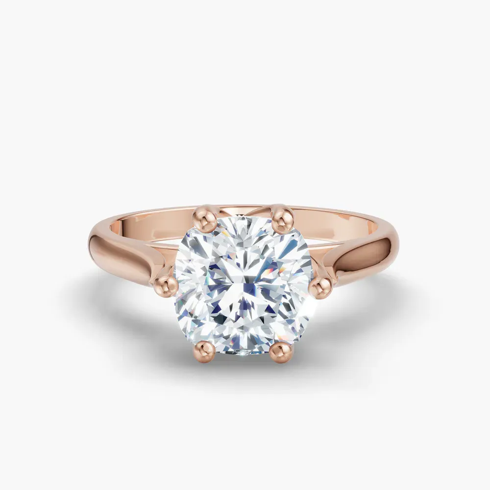 Certified 1 carat Lab Grown Diamond Cushion Cut Solitaire, Vintage, Cathedral Engagement Ring in 14K Rose Gold-Nova