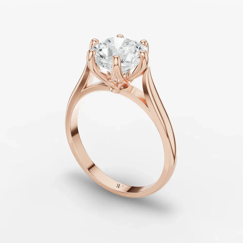 Certified 1 carat Lab Grown Diamond Cushion Cut Solitaire, Vintage, Cathedral Engagement Ring in 14K Rose Gold-Nova
