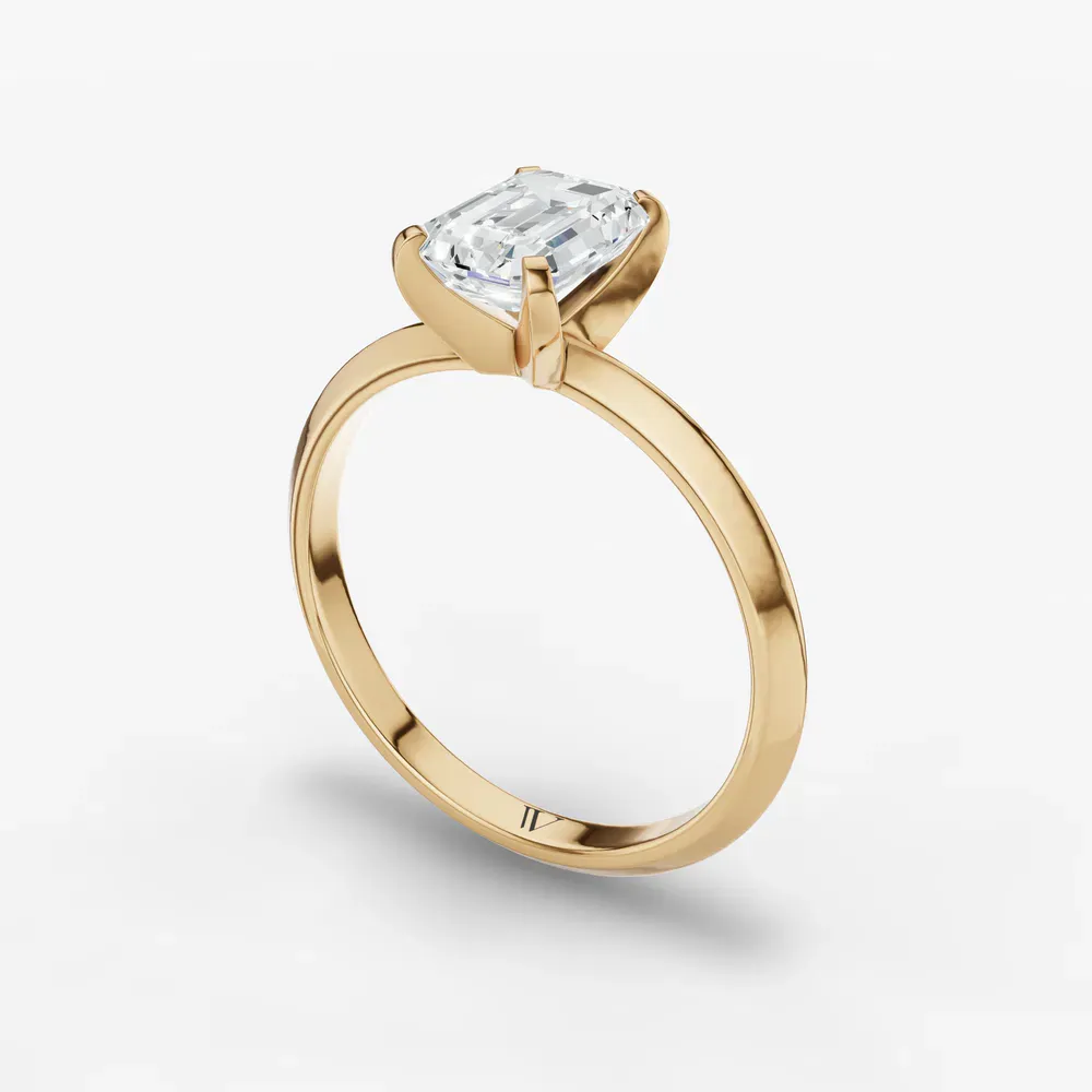 Certified 1 carat Lab Grown Diamond Emerald Cut Solitaire, Classic, Simple Engagement Ring in 14K Yellow Gold-Sylun