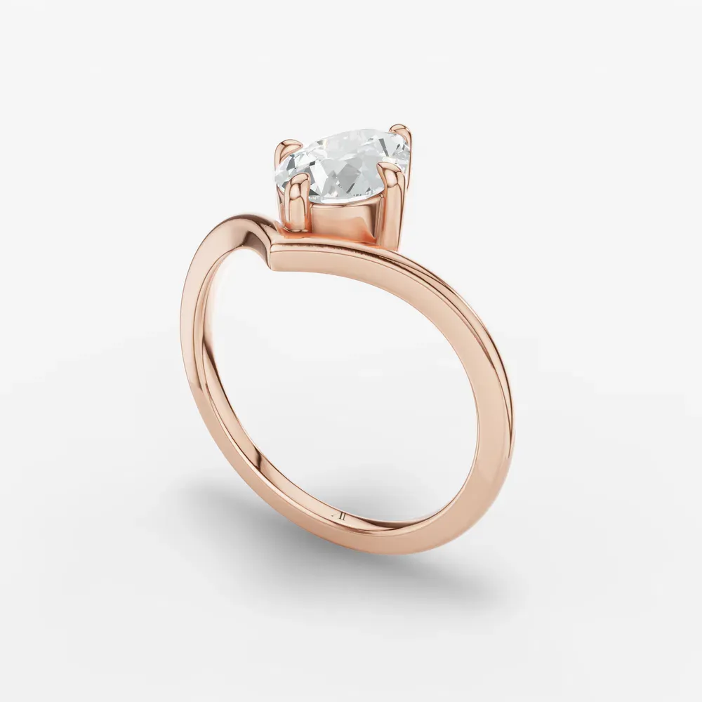 Certified 1 carat Lab Grown Diamond Pear Cut Solitaire, Floating Engagement Ring in 14K Rose Gold-Lira