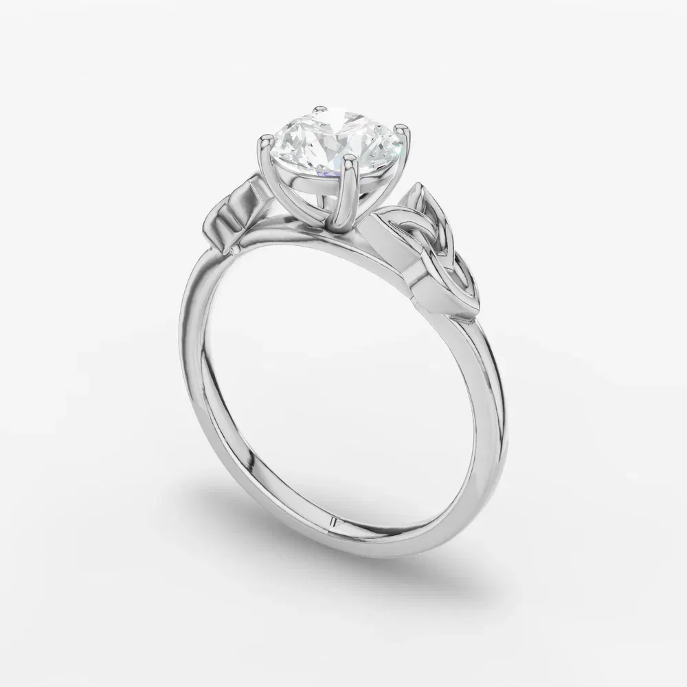 Certified 1 carat Lab Grown Diamond Round Cut Solitaire, Cathedral, Celtic Engagement Ring in 14K White Gold-Vire
