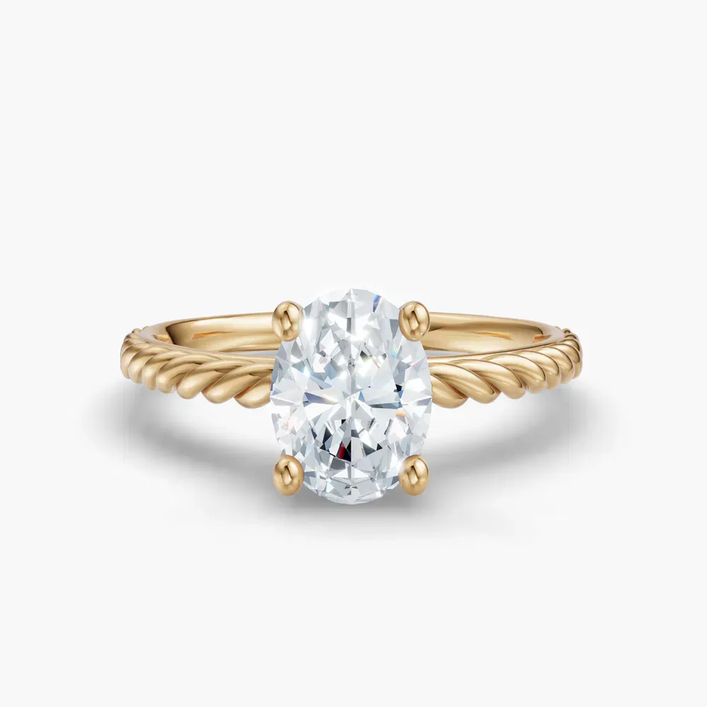 Certified 1 carat Lab Grown Diamond Oval Cut Solitaire, Vintage, Cathedral Engagement Ring in 18K Yellow Gold-Voss