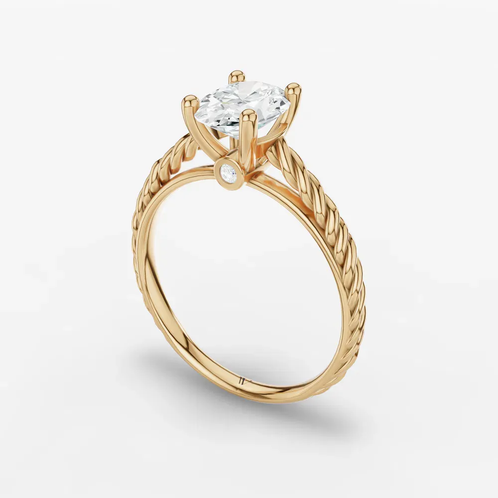 Certified 1 carat Lab Grown Diamond Oval Cut Solitaire, Vintage, Cathedral Engagement Ring in 18K Yellow Gold-Voss