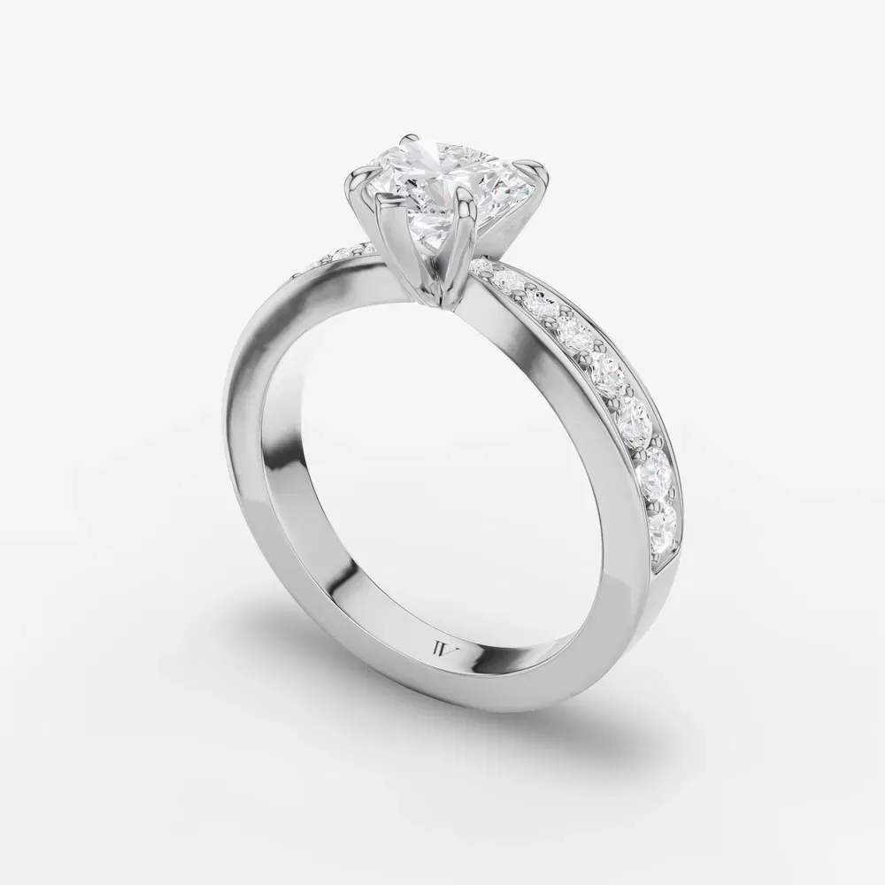 Certified 1 carat Lab Grown Diamond Heart Cut Pavé, Channel Set, Classic Engagement Ring in 14K White Gold-Kaelis