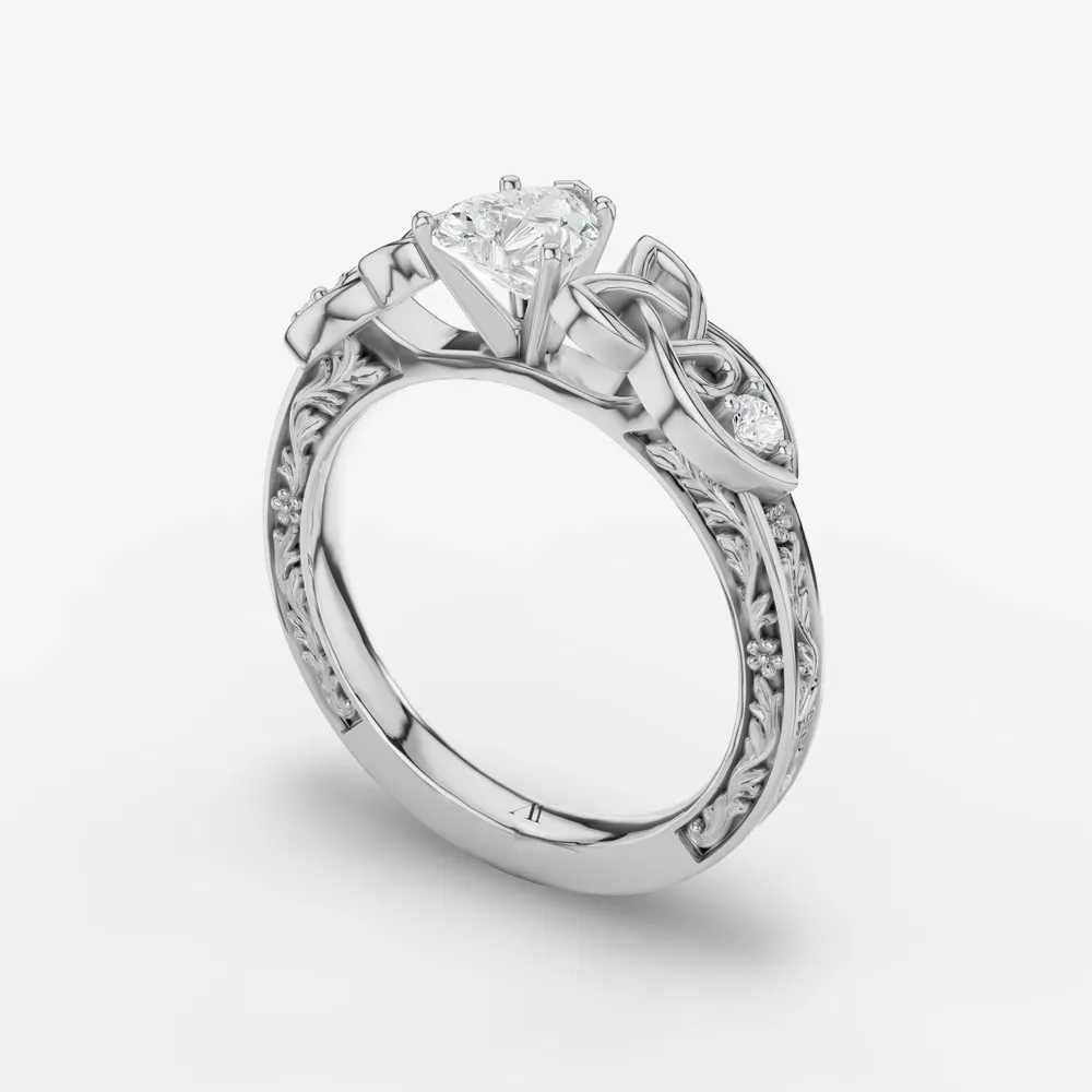 Certified 1 carat Lab Grown Diamond Heart Cut Vintage, Cathedral, Unique Engagement Ring in 14K White Gold-Kael