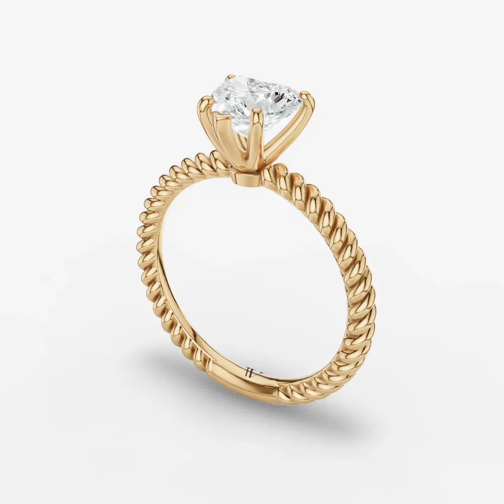 Certified 1 carat Lab Grown Diamond Heart Cut Solitaire, Twist, Vintage Engagement Ring in 14K Yellow Gold-Liray