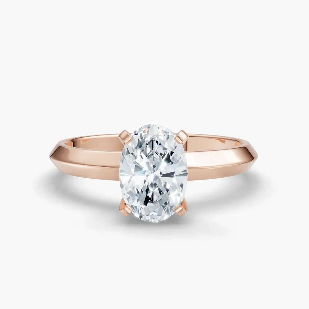 Certified 1 carat Lab Grown Diamond Oval Cut Solitaire, Classic, Simple Engagement Ring in 14K Rose Gold-Marshi