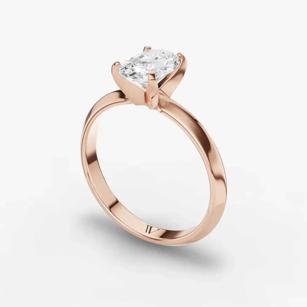 Certified 1 carat Lab Grown Diamond Oval Cut Solitaire, Classic, Simple Engagement Ring in 14K Rose Gold-Marshi