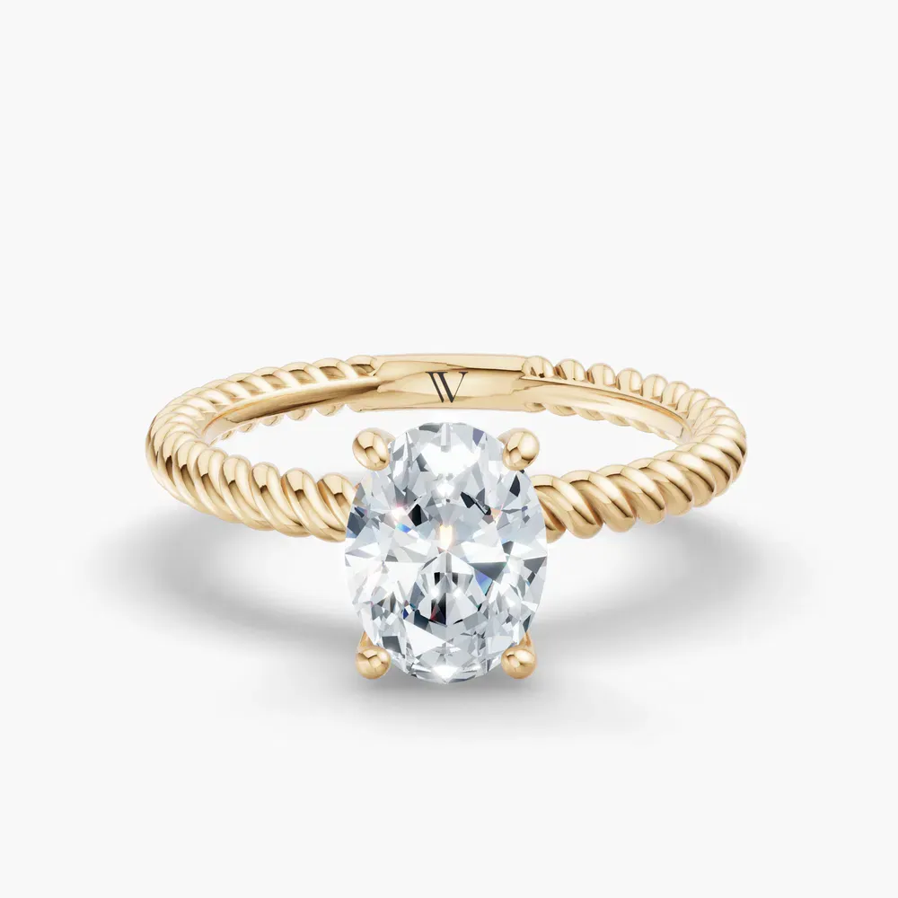 Certified 1 carat Lab Grown Diamond Oval Cut Solitaire, Twist, Vintage Engagement Ring in 14K Yellow Gold-Liray