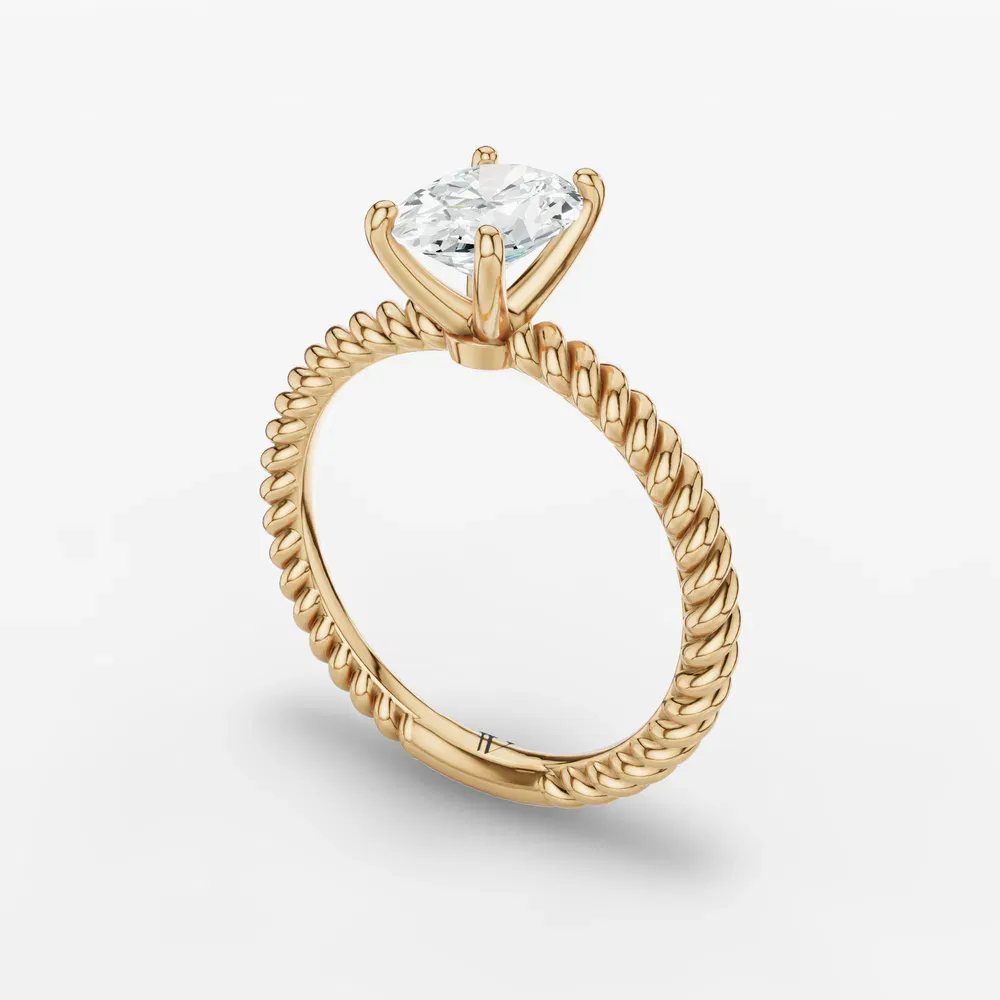 Certified 1 carat Lab Grown Diamond Oval Cut Solitaire, Twist, Vintage Engagement Ring in 14K Yellow Gold-Liray