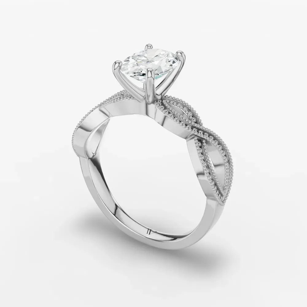 Certified 1 carat Lab Grown Diamond Oval Cut Solitaire, Vintage, Unique Engagement Ring in 14K White Gold-Niva