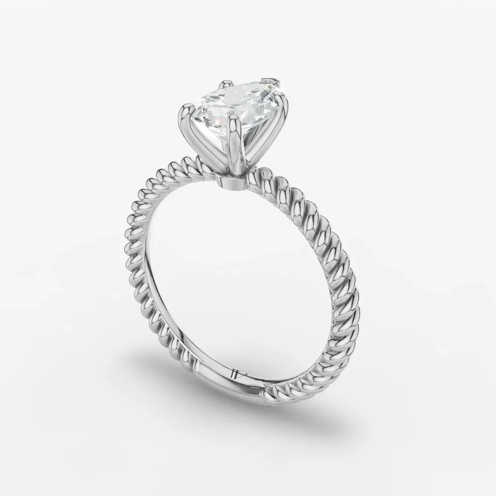 Certified 1 carat Lab Grown Diamond Pear Cut Solitaire, Twist, Vintage Engagement Ring in 14K White Gold-Liray
