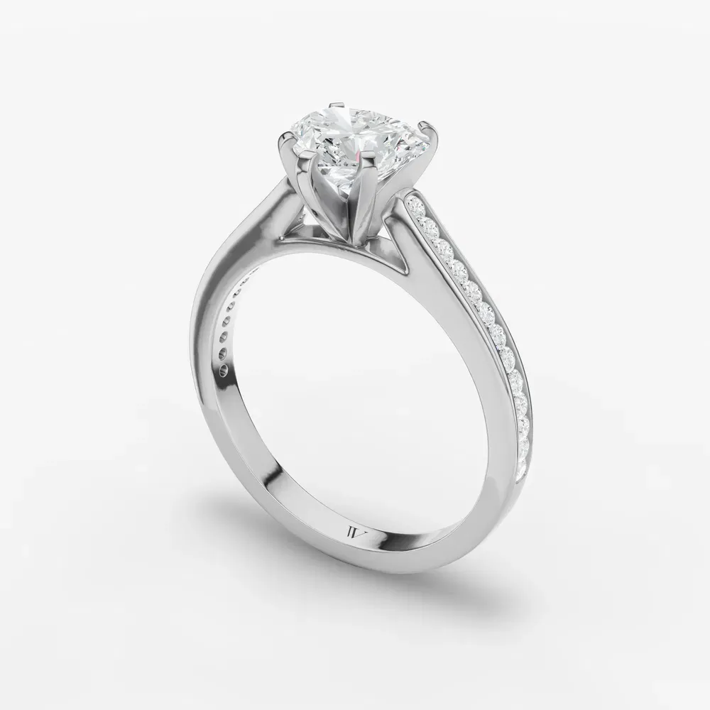 Certified 1 carat Lab Grown Diamond Heart Cut Cathedral, Channel Set Engagement Ring in Platinum-Velora