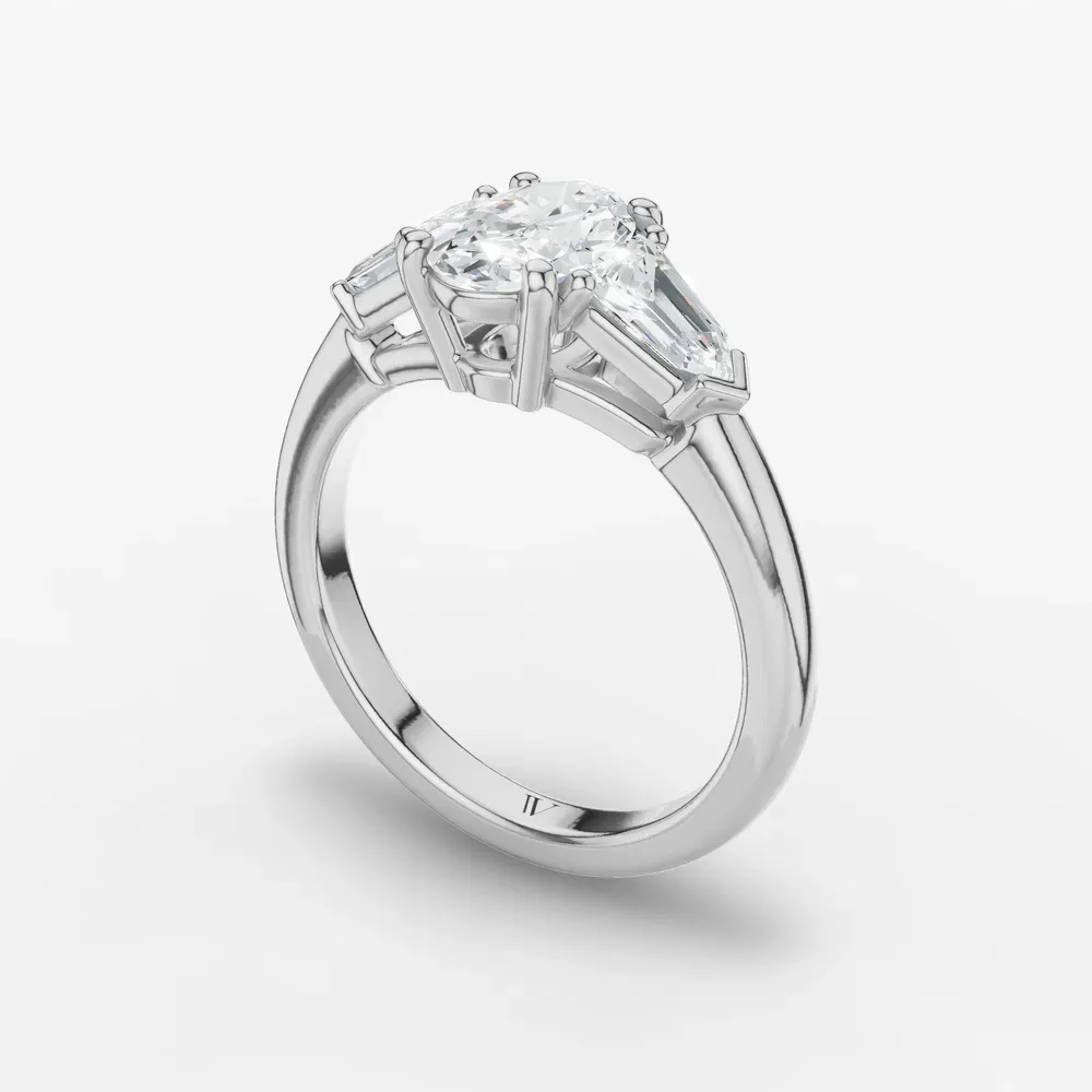 Certified 1 carat Lab Grown Diamond Oval Cut Three Stone, Side Stone Engagement Ring in Platinum-Lyris