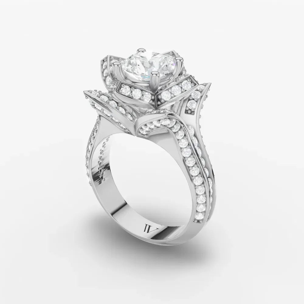Certified 1 carat Lab Grown Diamond Round Cut Vintage, Floral, Unique Engagement Ring in Platinum-Zirix