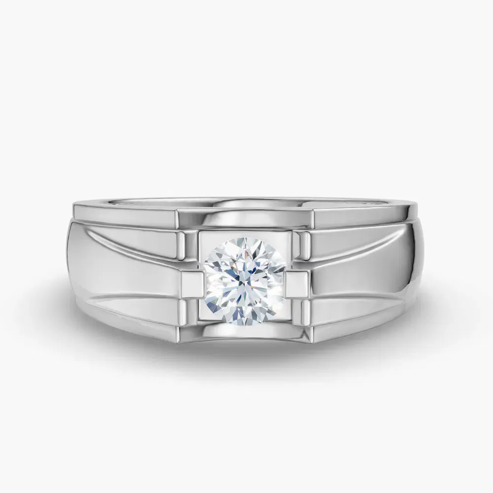 Certified 0.5 carat Lab Grown Diamond Round Cut Men's Engagement Ring in Platinum-Krynex