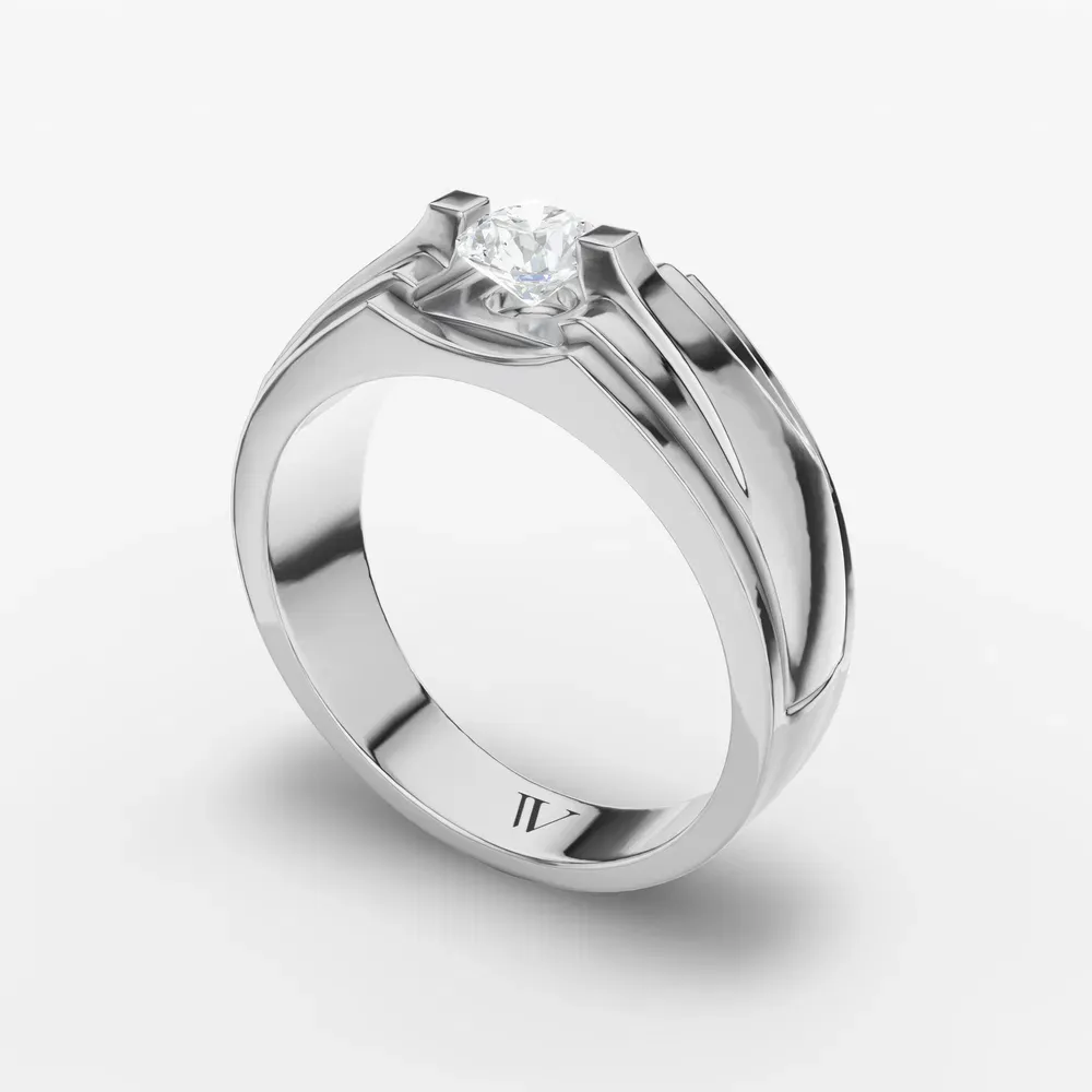 Certified 0.5 carat Lab Grown Diamond Round Cut Men's Engagement Ring in Platinum-Krynex