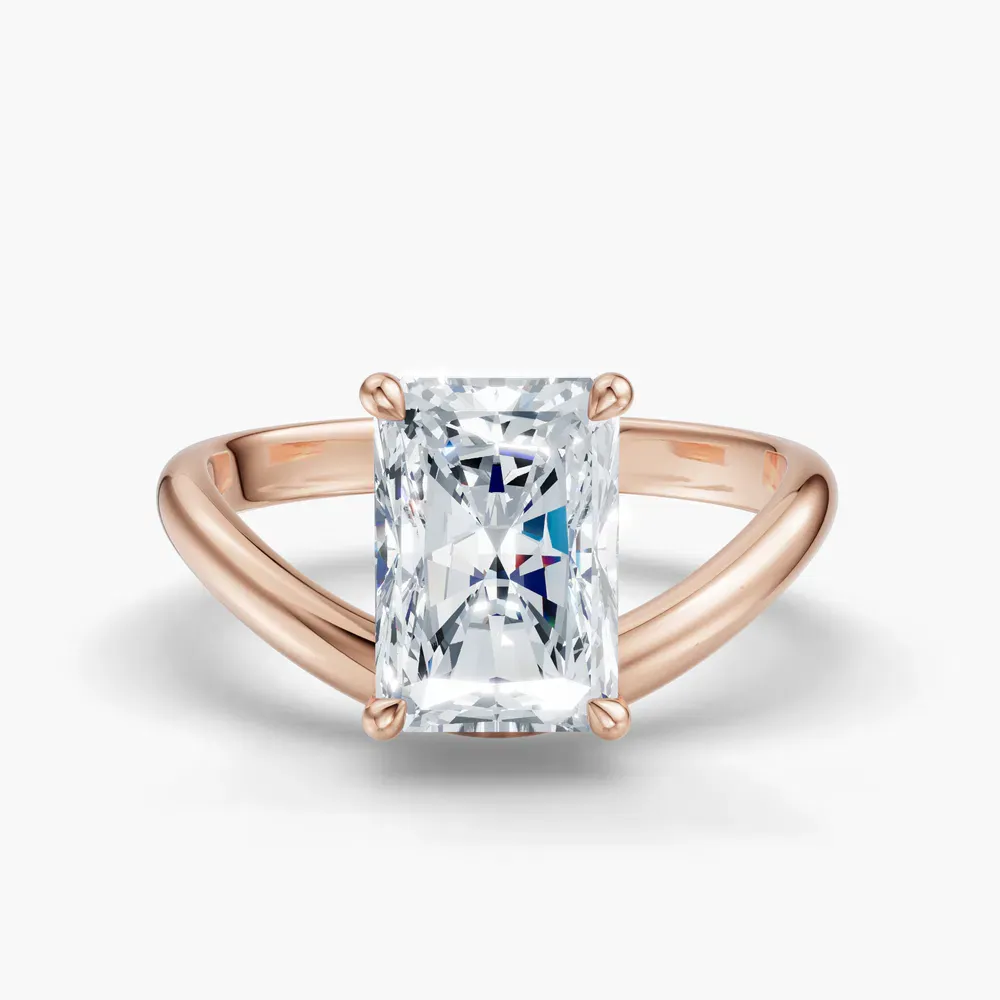 Certified 1 carat Lab Grown Diamond Radiant Cut Solitaire, Floating Engagement Ring in 14K Rose Gold-Thal