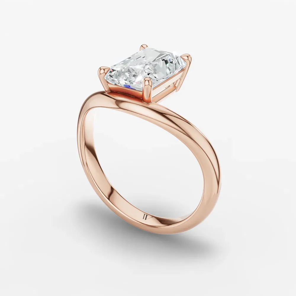 Certified 1 carat Lab Grown Diamond Radiant Cut Solitaire, Floating Engagement Ring in 14K Rose Gold-Thal