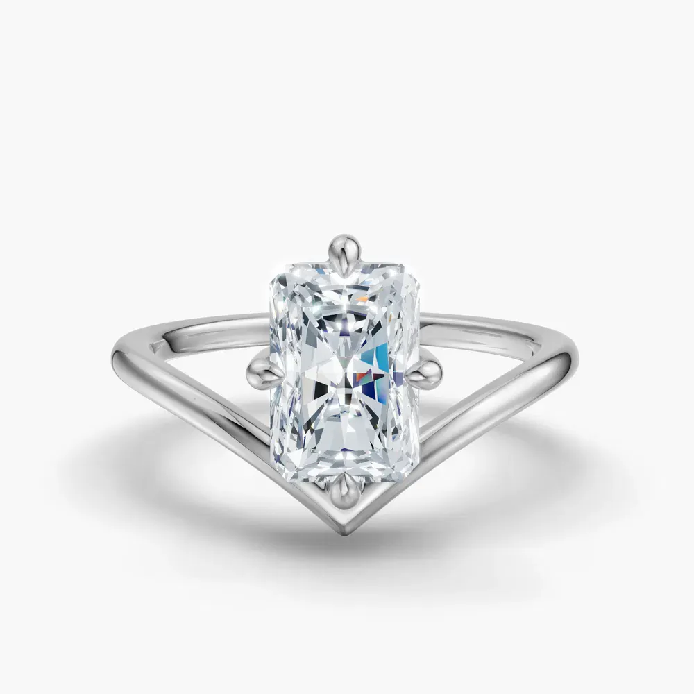 Certified 1 carat Lab Grown Diamond Radiant Cut Solitaire, Floating Engagement Ring in 14K White Gold-Lira