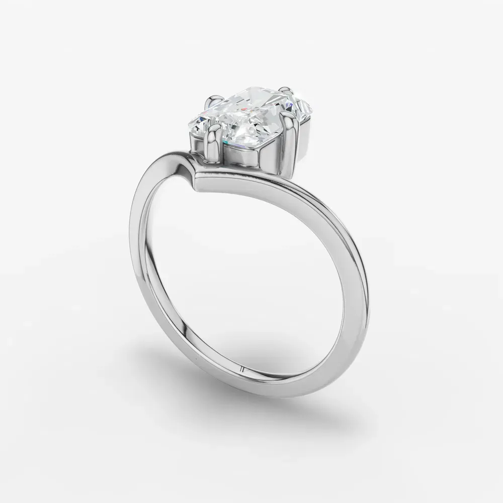 Certified 1 carat Lab Grown Diamond Radiant Cut Solitaire, Floating Engagement Ring in 14K White Gold-Lira