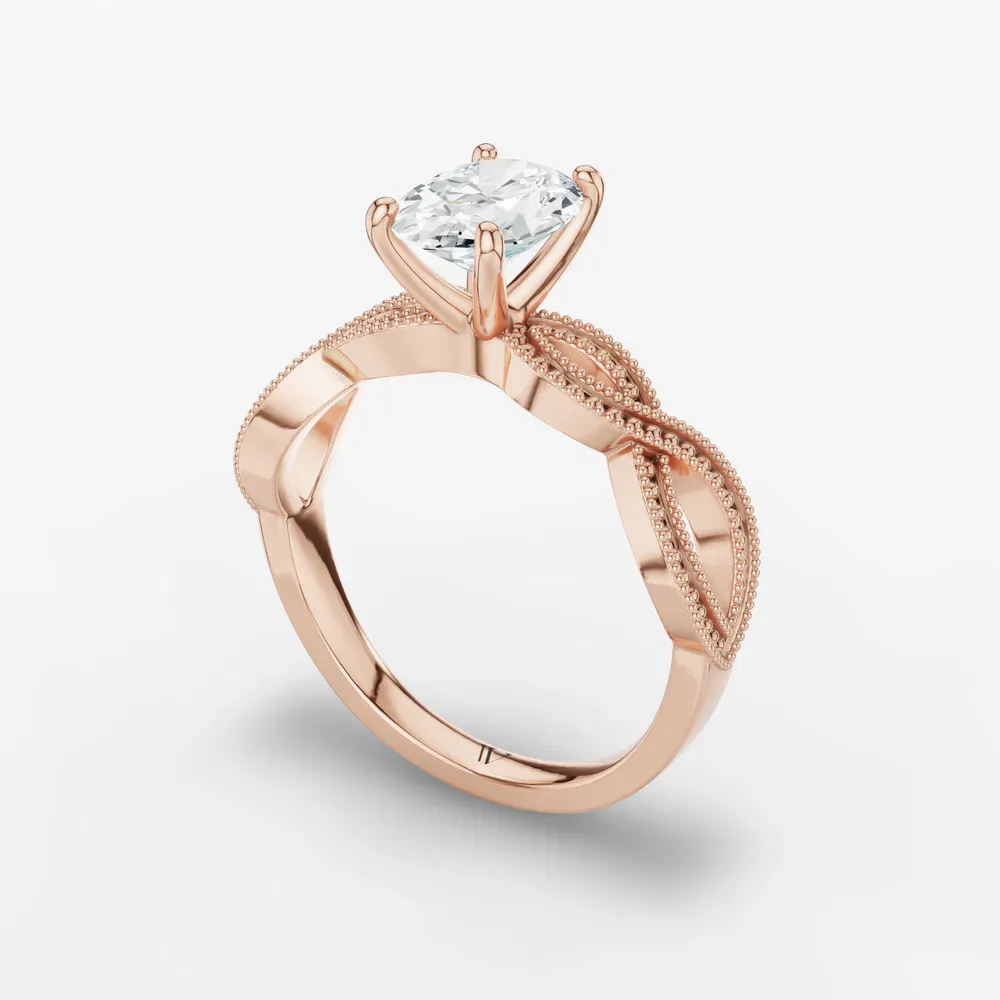 Certified 1 carat Lab Grown Diamond Oval Cut Solitaire, Vintage, Unique Engagement Ring in 18K Rose Gold-Niva