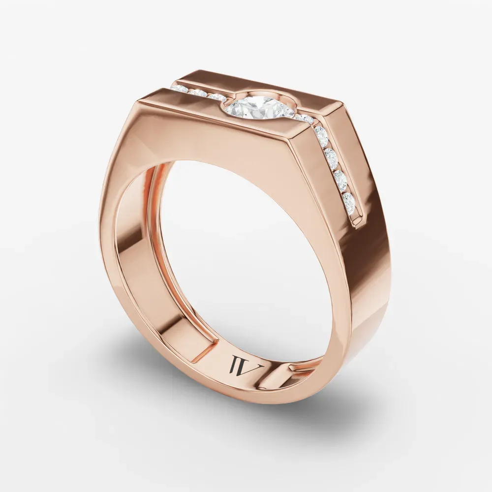 Certified 0.5 carat Lab Grown Diamond Round Cut Men's Engagement Ring in 18K Rose Gold-Noxvin