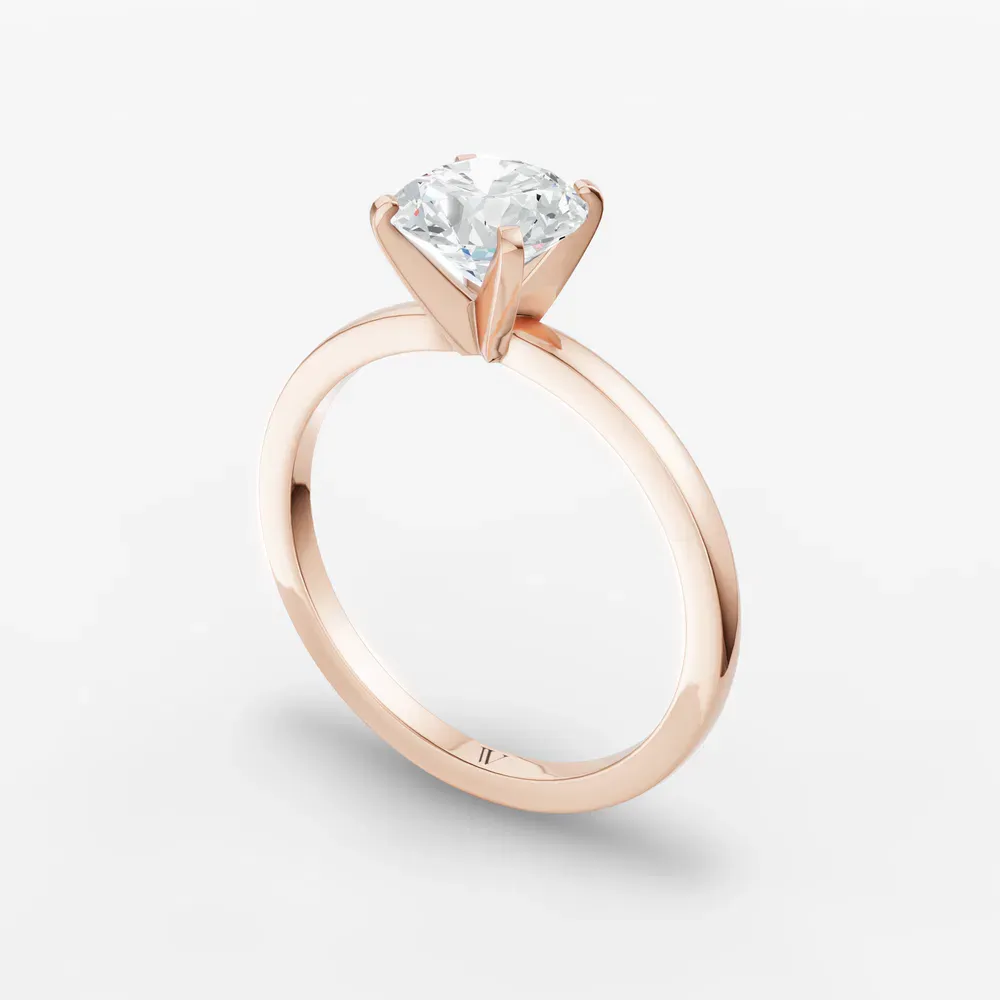 Certified 1 carat Lab Grown Diamond Round Cut Solitaire, Classic, Simple Engagement Ring in 14K Rose Gold-Cara
