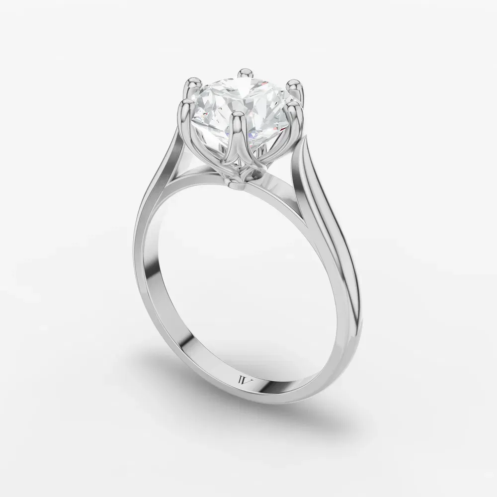 Certified 1 carat Lab Grown Diamond Round Cut Solitaire, Vintage, Cathedral Engagement Ring in 14K White Gold-Nova