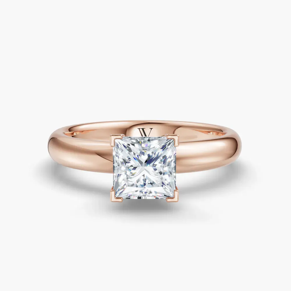 Certified 1 carat Lab Grown Diamond Princess Cut Solitaire, Classic, Simple Engagement Ring in 14K Rose Gold-Sorrq