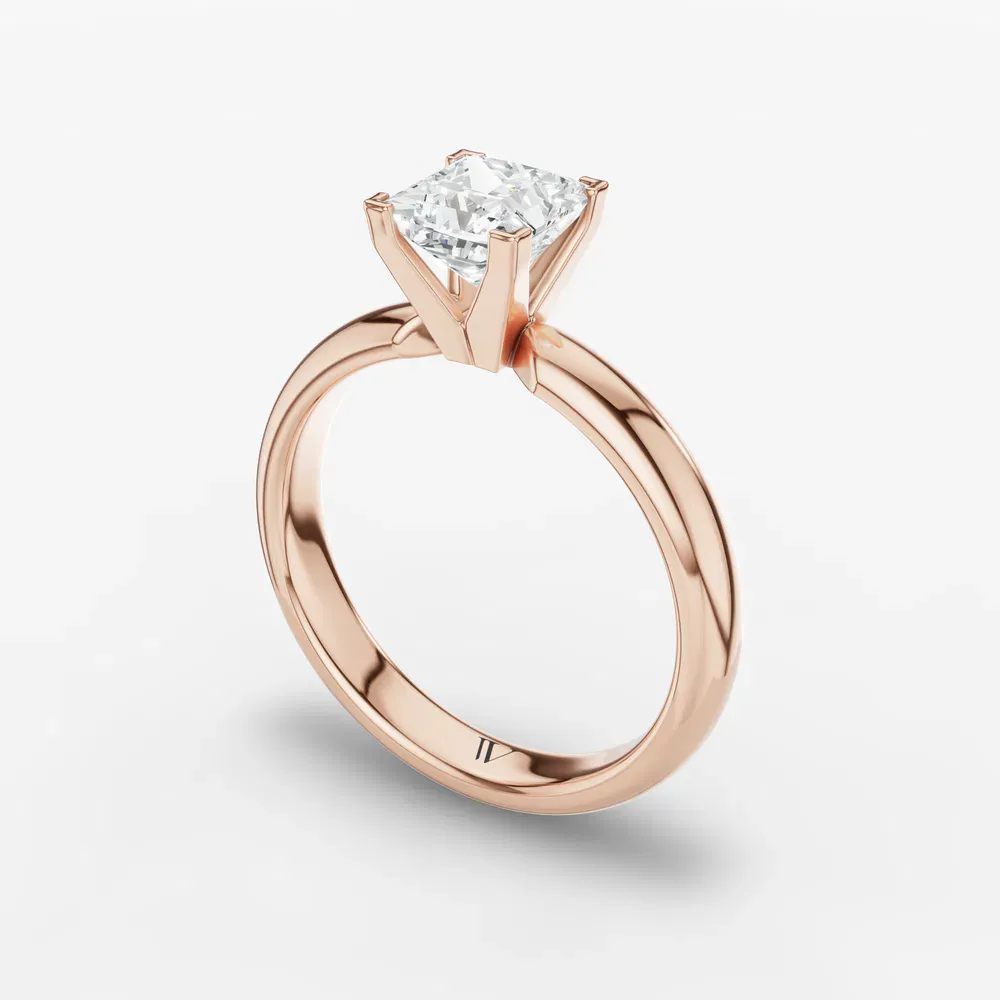 Certified 1 carat Lab Grown Diamond Princess Cut Solitaire, Classic, Simple Engagement Ring in 14K Rose Gold-Sorrq