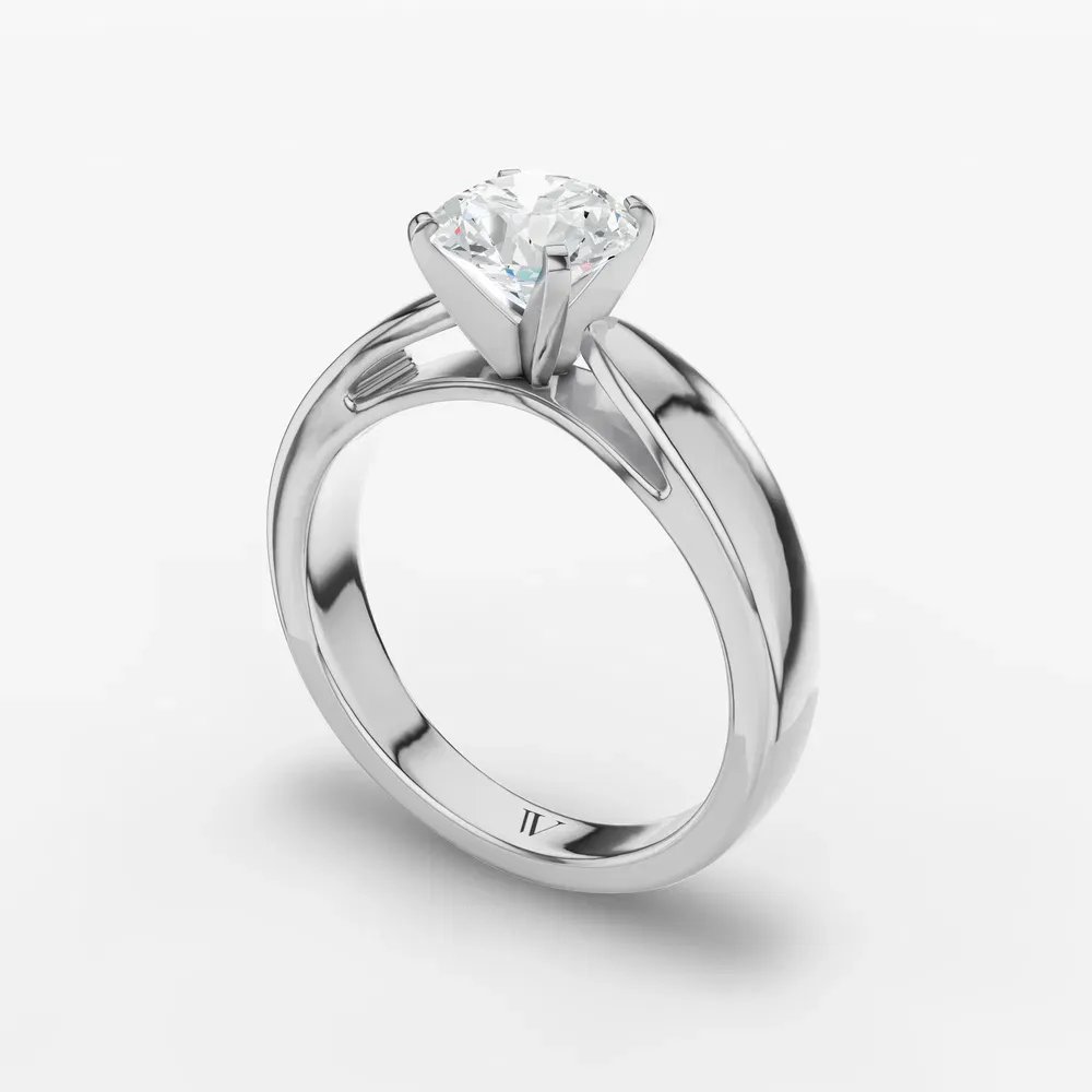 Certified 1 carat Lab Grown Diamond Round Cut Solitaire, Cathedral, Four Prong Engagement Ring in 14K White Gold-Arlo