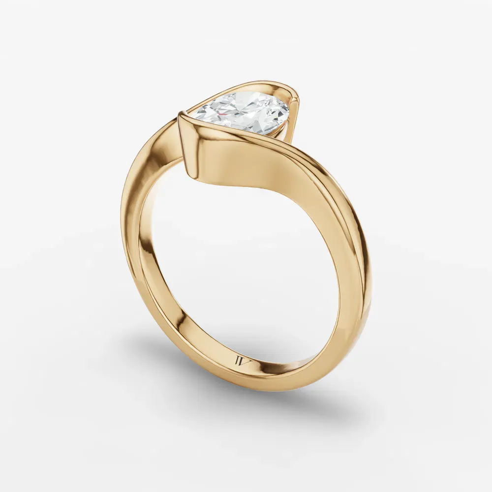 Certified 1 carat Lab Grown Diamond Oval Cut Solitaire, Modern, Bezel Engagement Ring in 14K Yellow Gold-Rylen