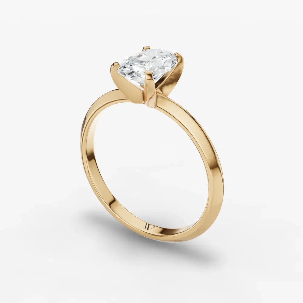 Certified 1 carat Lab Grown Diamond Oval Cut Solitaire, Classic, Simple Engagement Ring in 14K Yellow Gold-Sylun