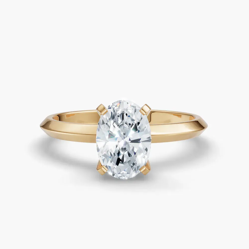 Certified 1 carat Lab Grown Diamond Oval Cut Solitaire, Classic, Simple Engagement Ring in 14K Yellow Gold-Sylun
