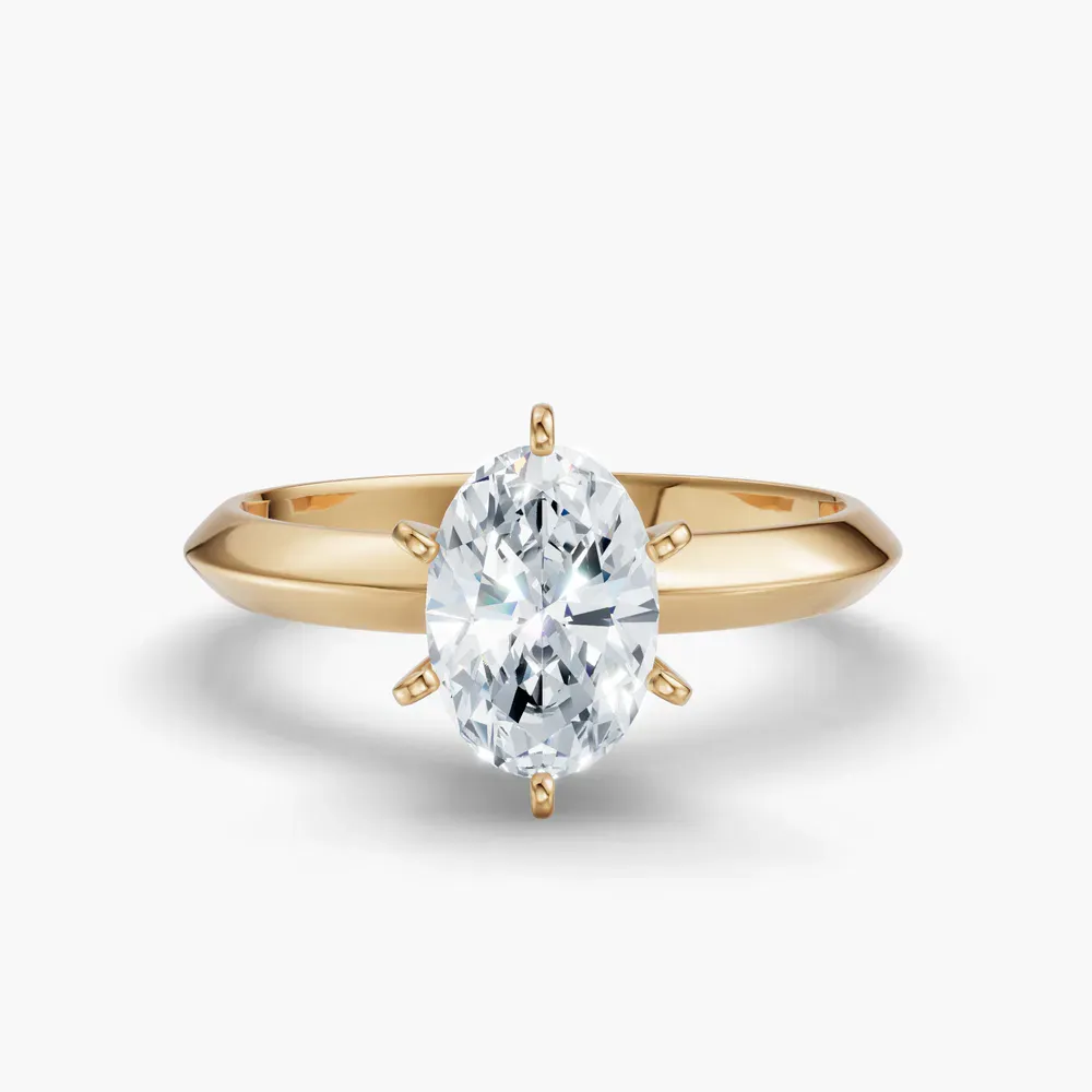 Certified 1 carat Lab Grown Diamond Oval Cut Solitaire, Classic, Simple Engagement Ring in 14K Yellow Gold-Aurori