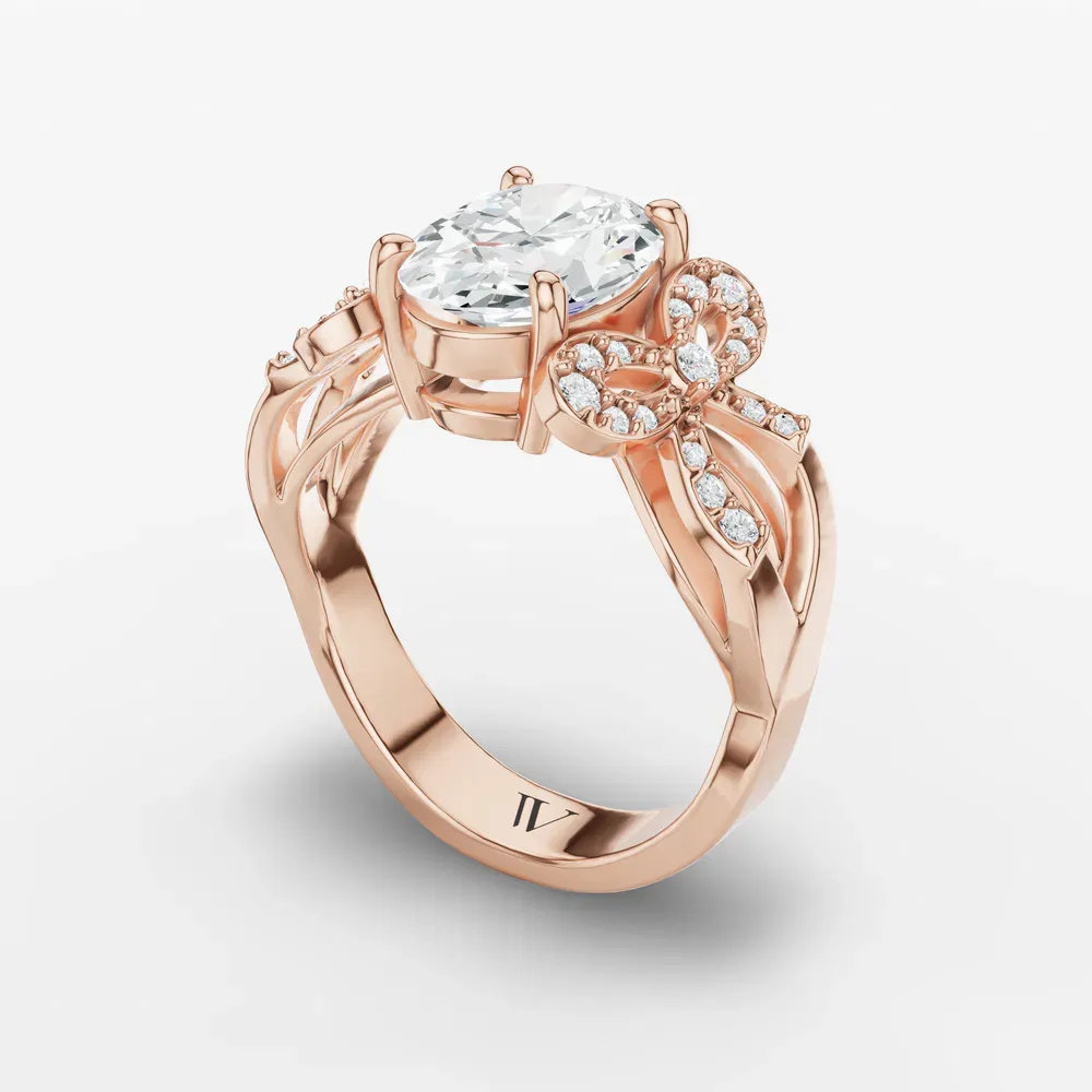 Certified 2 carat Natural Diamond Oval Cut Split Shank, Unique Engagement Ring in 14K Rose Gold-Qexal